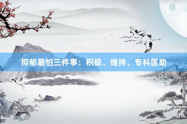 抑郁最怕三件事：积极、维持、专科匡助