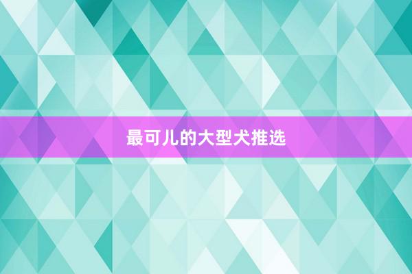 最可儿的大型犬推选